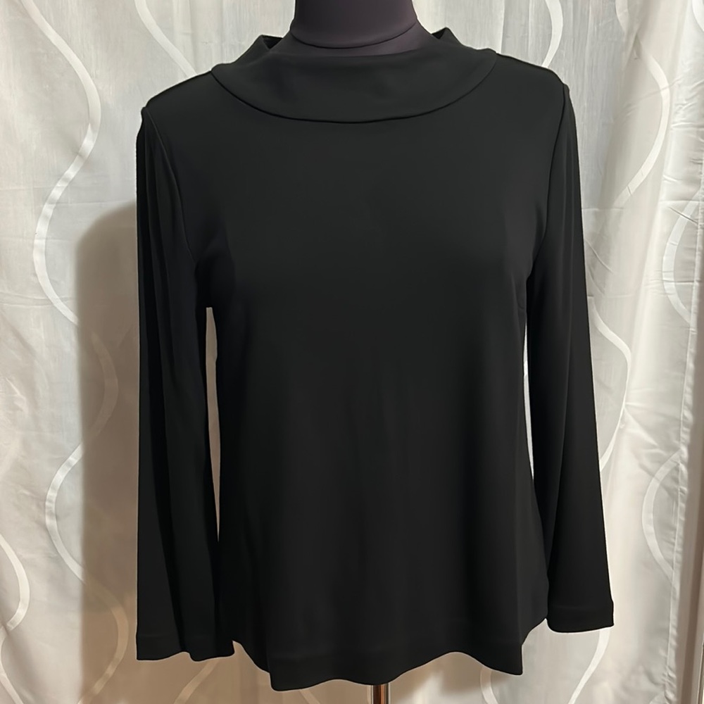 Ann Taylor, Black, Rounded Neck, Long Sleeve Top, Medium